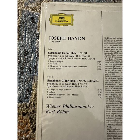 Karl Bohm Vienna Philharmonic Joseph Haydn Symphony 91 92 Oxford DGG 2530 524 - Picture 4 of 7